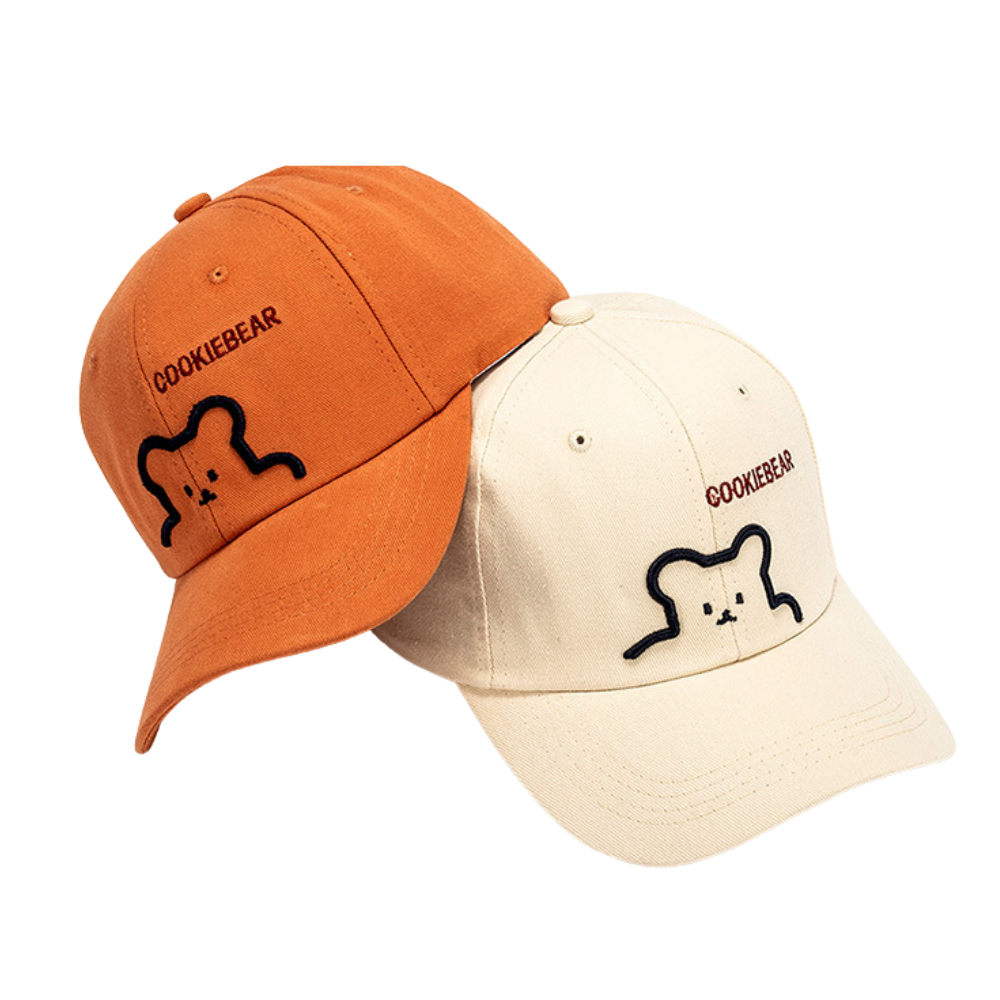 Vintagel Bear Letter Embroidery Pure Hat