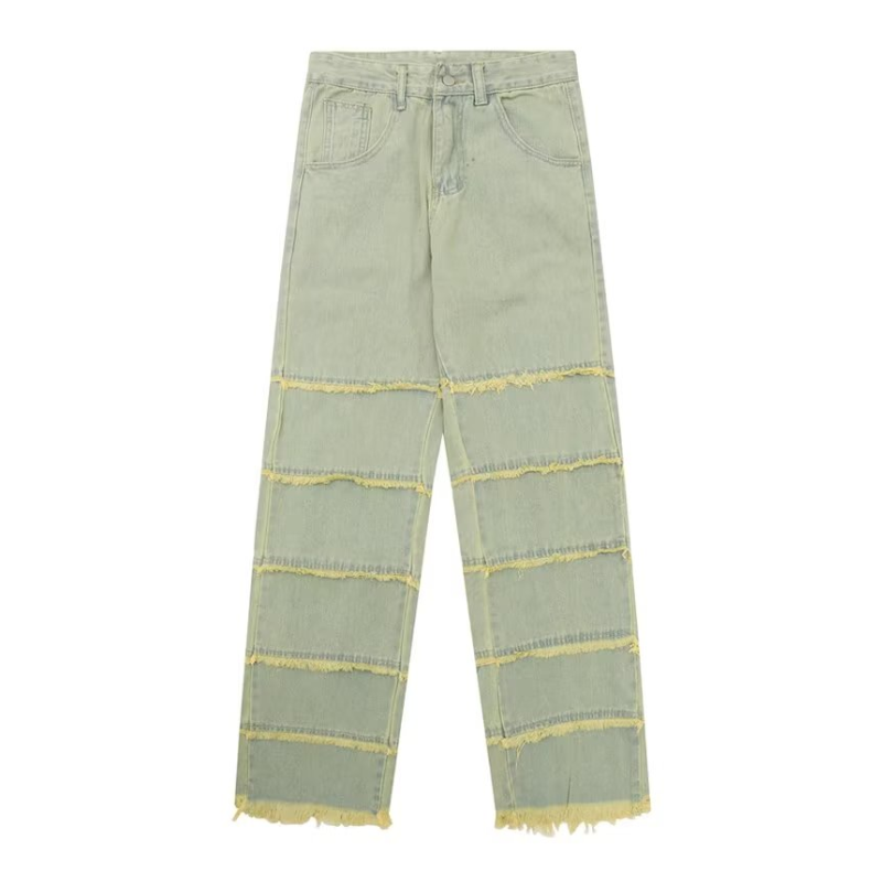 Vintage Raw Edge Washed Straight Jeans