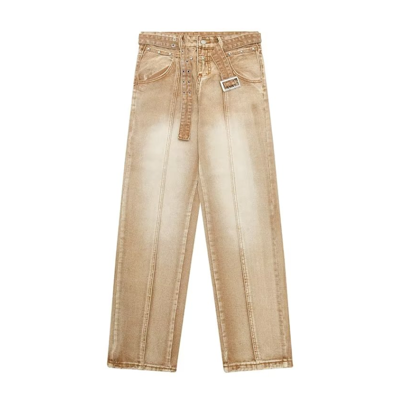 Solid Gradient Straight Washed Jeans