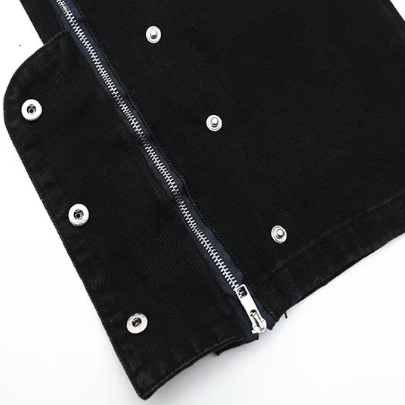 Solid Color Breasted Jeans