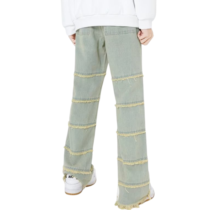 Vintage Raw Edge Washed Straight Jeans