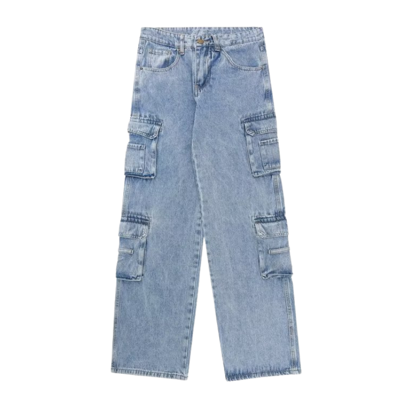 Urban Multi-Pocket Straight Leg Cargo Jeans