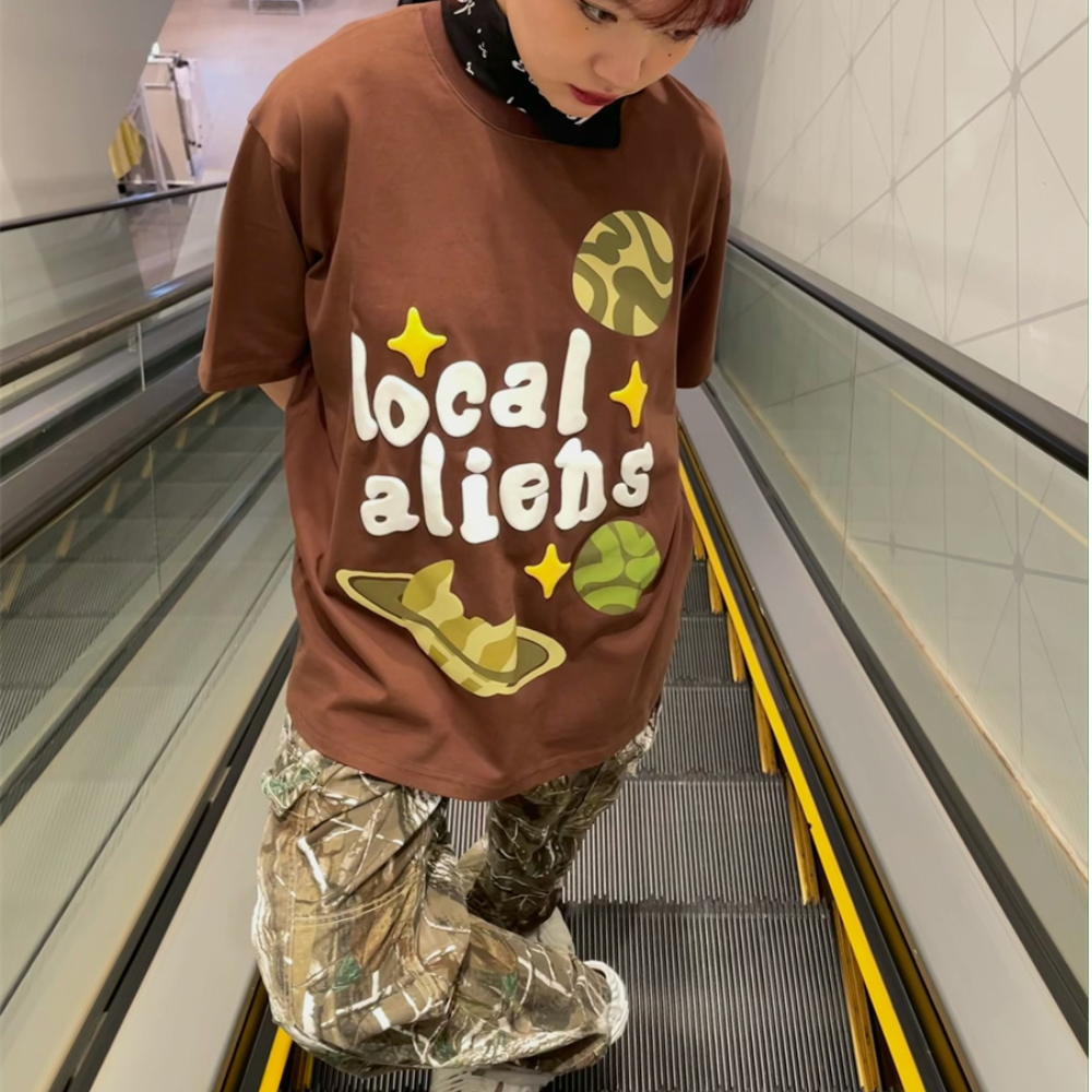 Local Aliens Print Cotton T-shirt