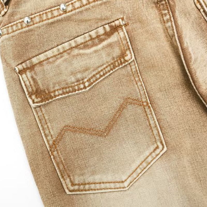 Solid Gradient Straight Washed Jeans