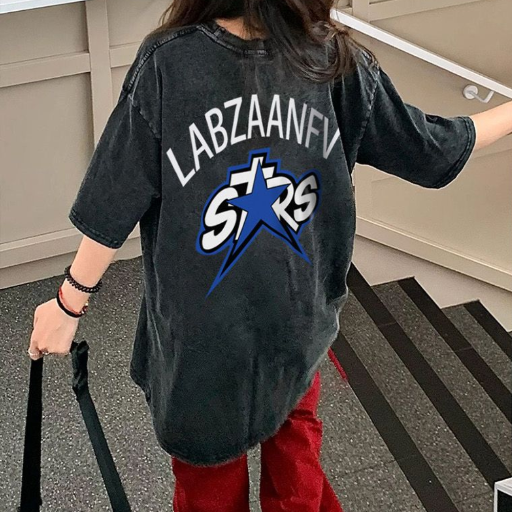 Simple Stars Cotton Washed T-Shirt