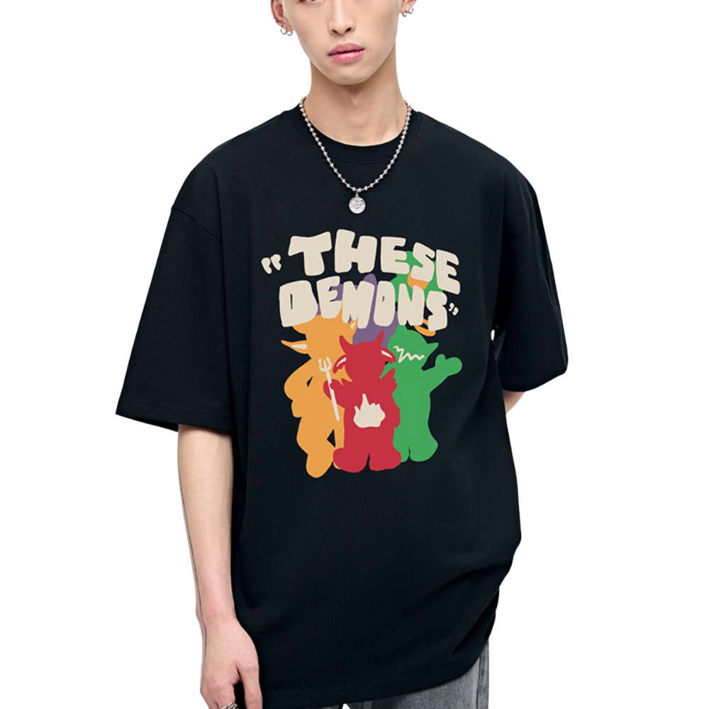 Cartoon Little Devil Print T-shirt