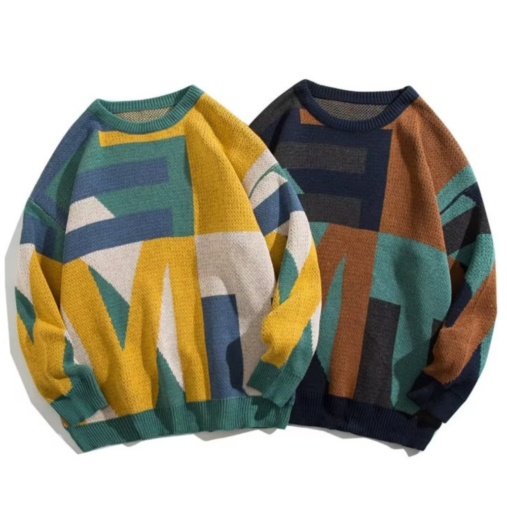 Casual Patchwork Knit Sweater