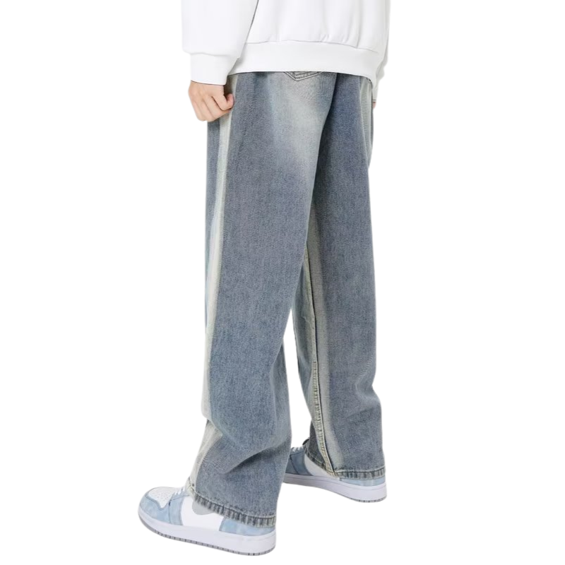 Hip Hop Drawstring Washed Straight Jeans