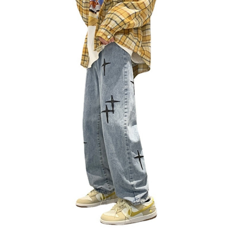 Urban Cross Graphic Straight Leg Jeans