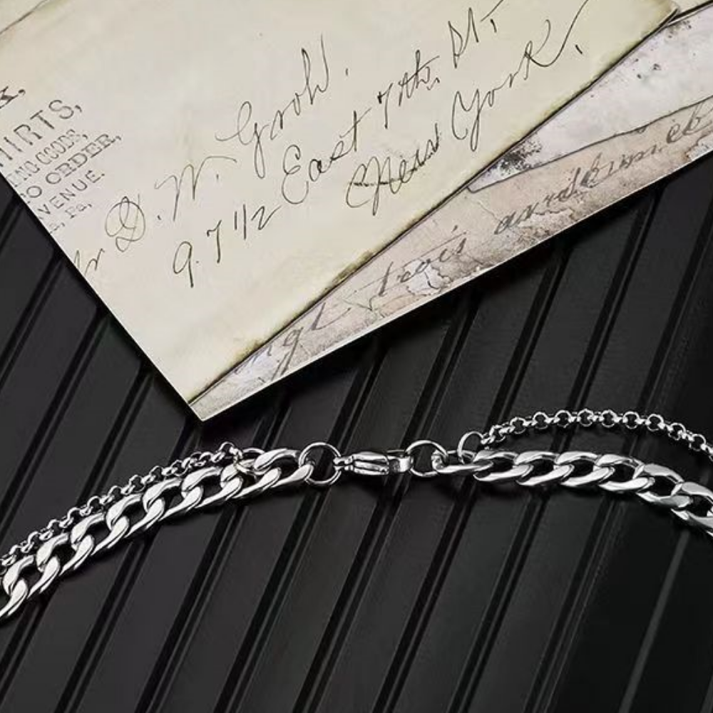 Hip Hop Angel Pendant Double Wave Necklace