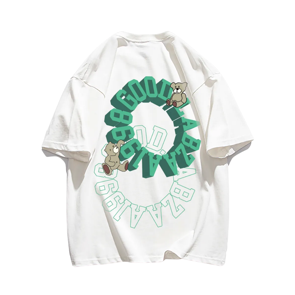 Retro Cartoon Bear Print T-shirt