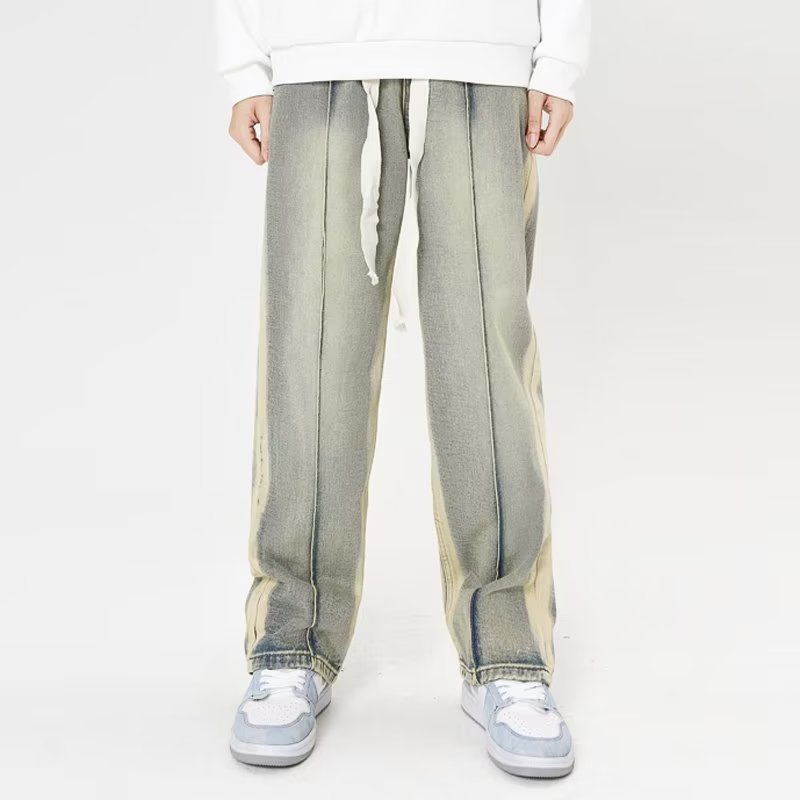 Urban Stripe Distressed Straight Leg Jeans