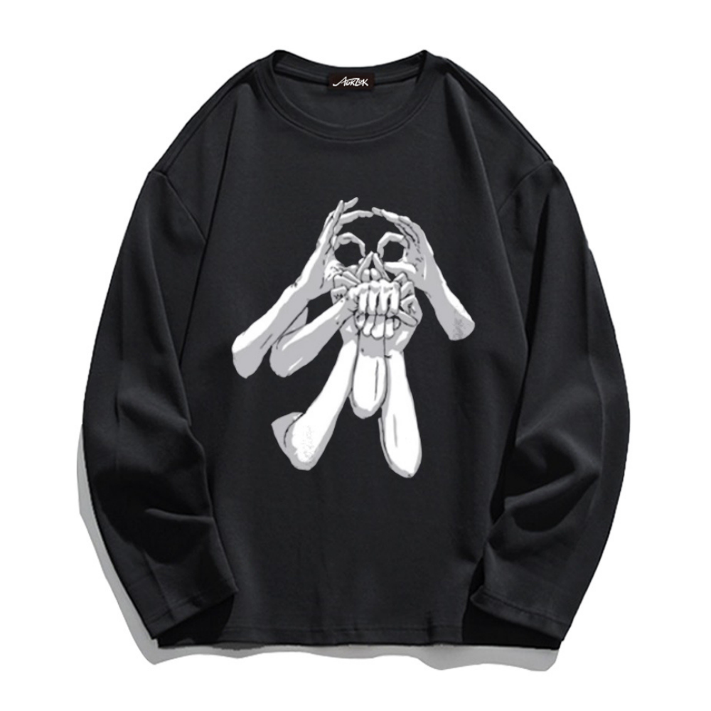 【Subscription】Scary Gesture Skull Long Sleeve Shirt
