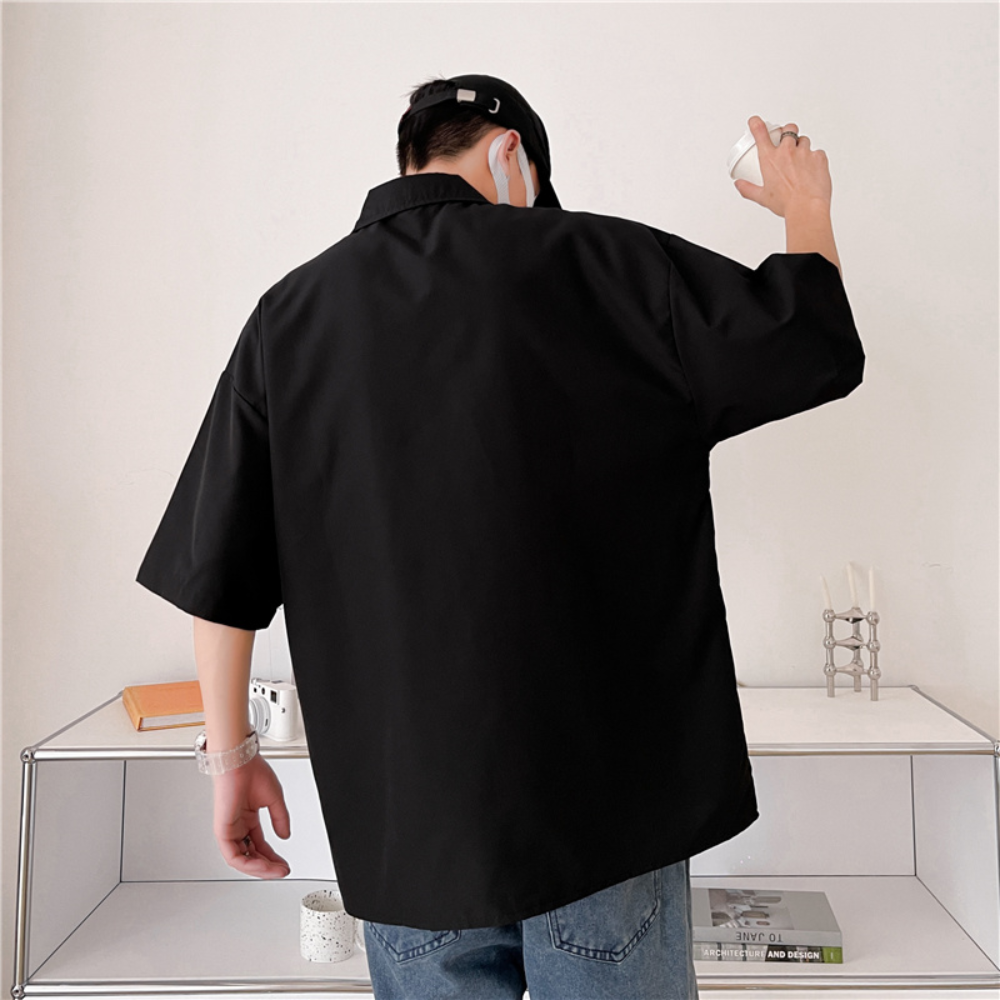 Urban Letter Embroidery Short Sleeve Shirt