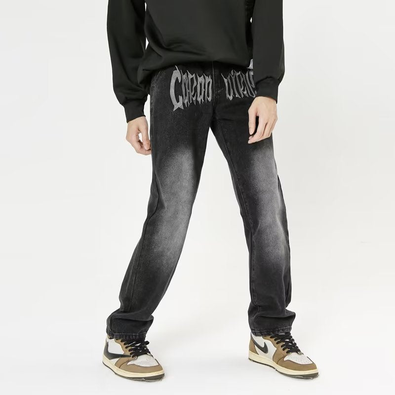 Vintage Loose Straight Zip Pants