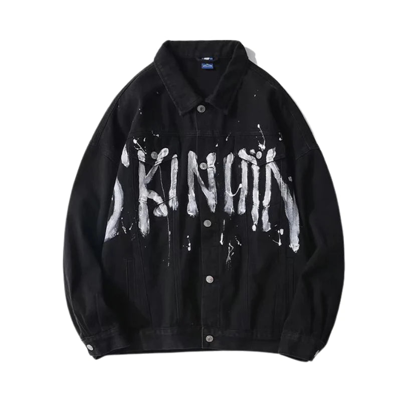 Hand-Drawn Graffiti Denim Jacket