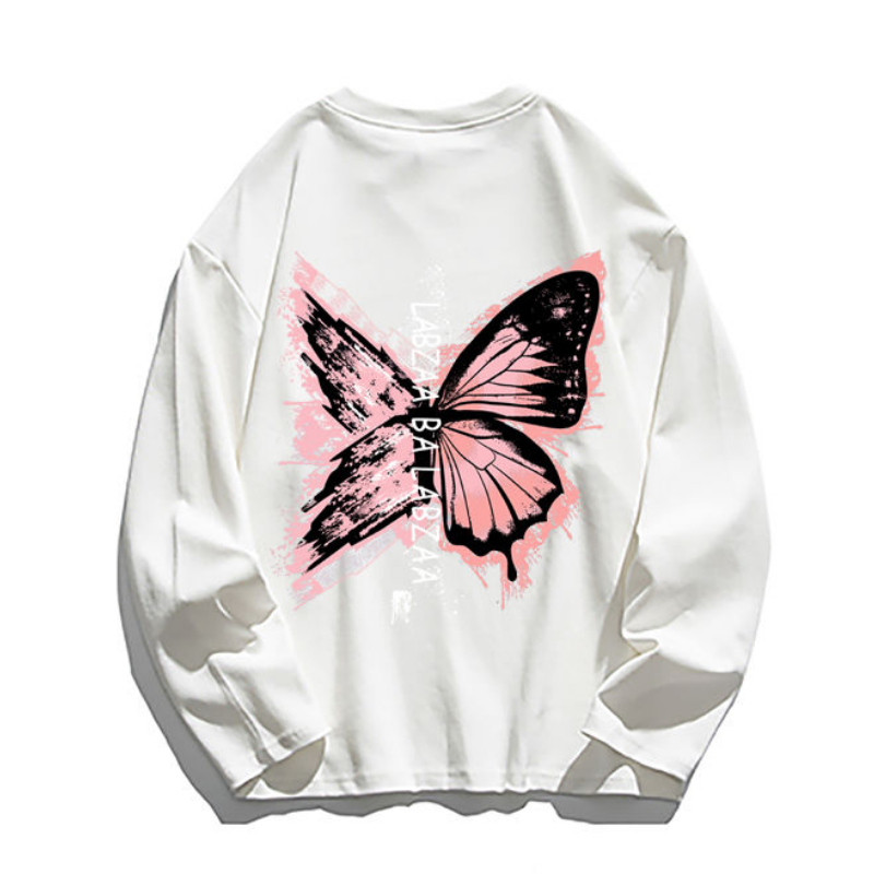 Casual Red Butterfly Letter Hoodie