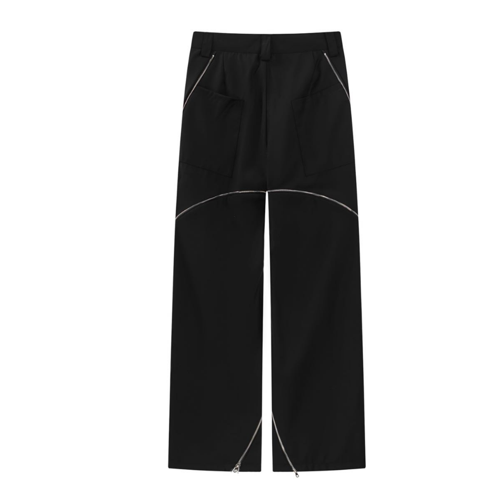 Street Dark Zipper Casual Jeans