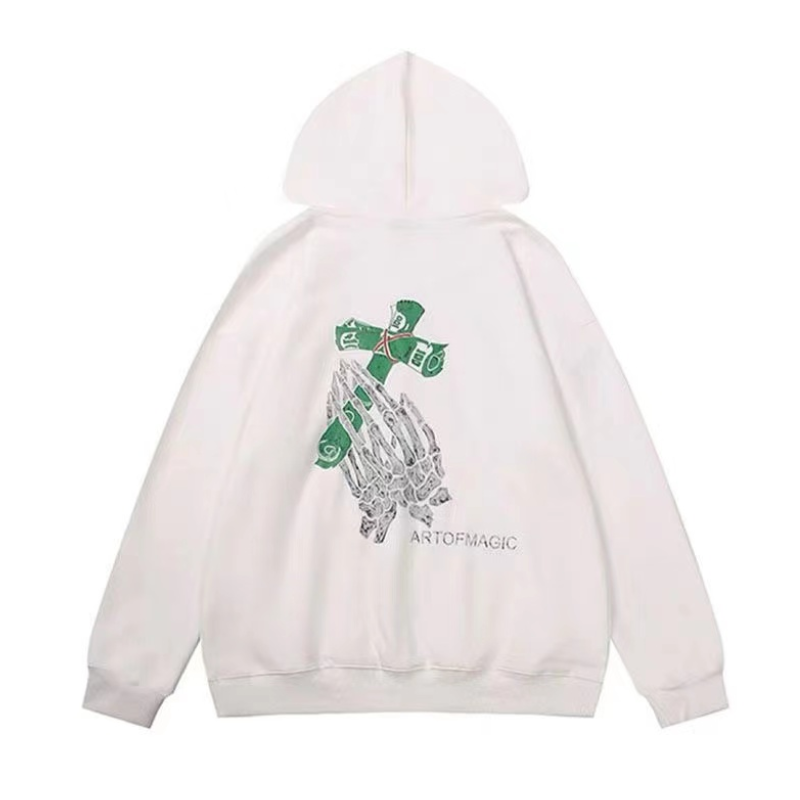 Solid Color Cross Graphic Hoodies