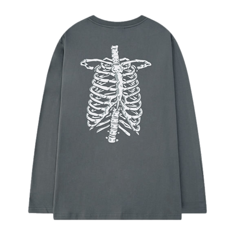 Letter Skeleton Graphic Long Sleeve Shirt