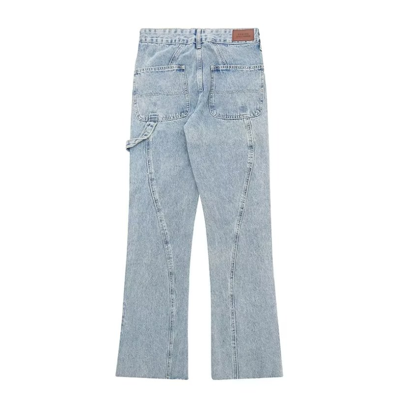 Casual Solid Color Panel Jeans
