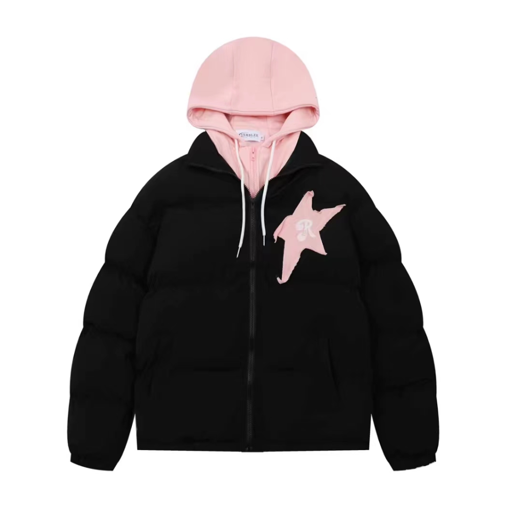 Women's Fake Two Piece Star Coat