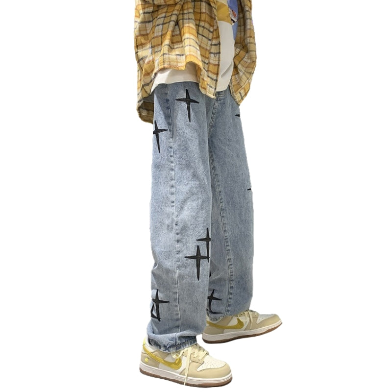 Urban Cross Graphic Straight Leg Jeans