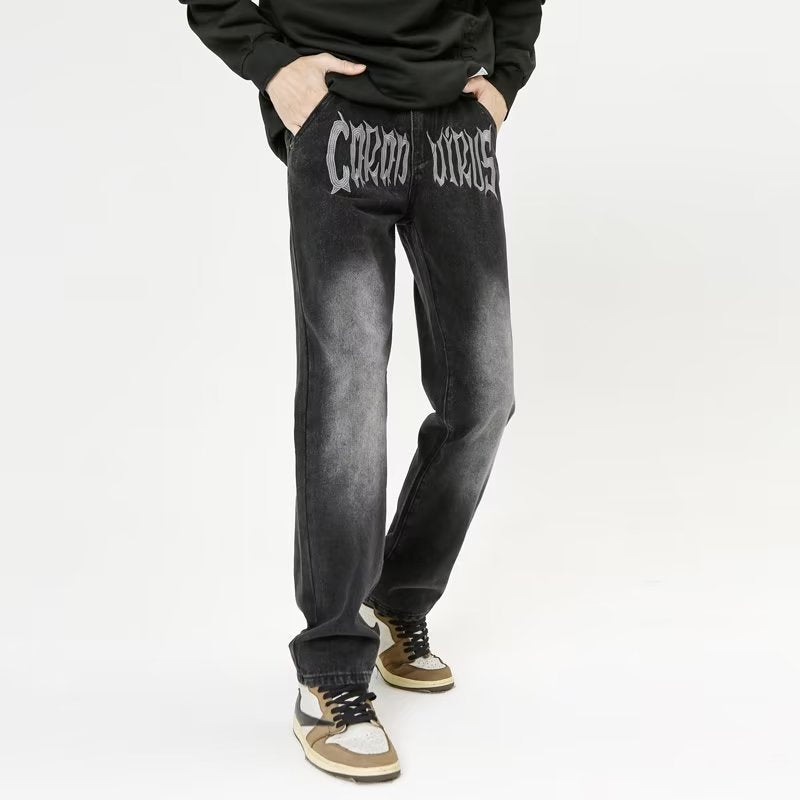 Vintage Loose Straight Zip Pants