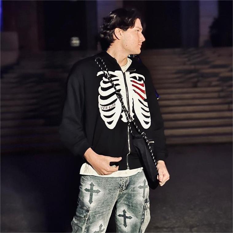 Urban Dark Skeleton Zipper Hoodie