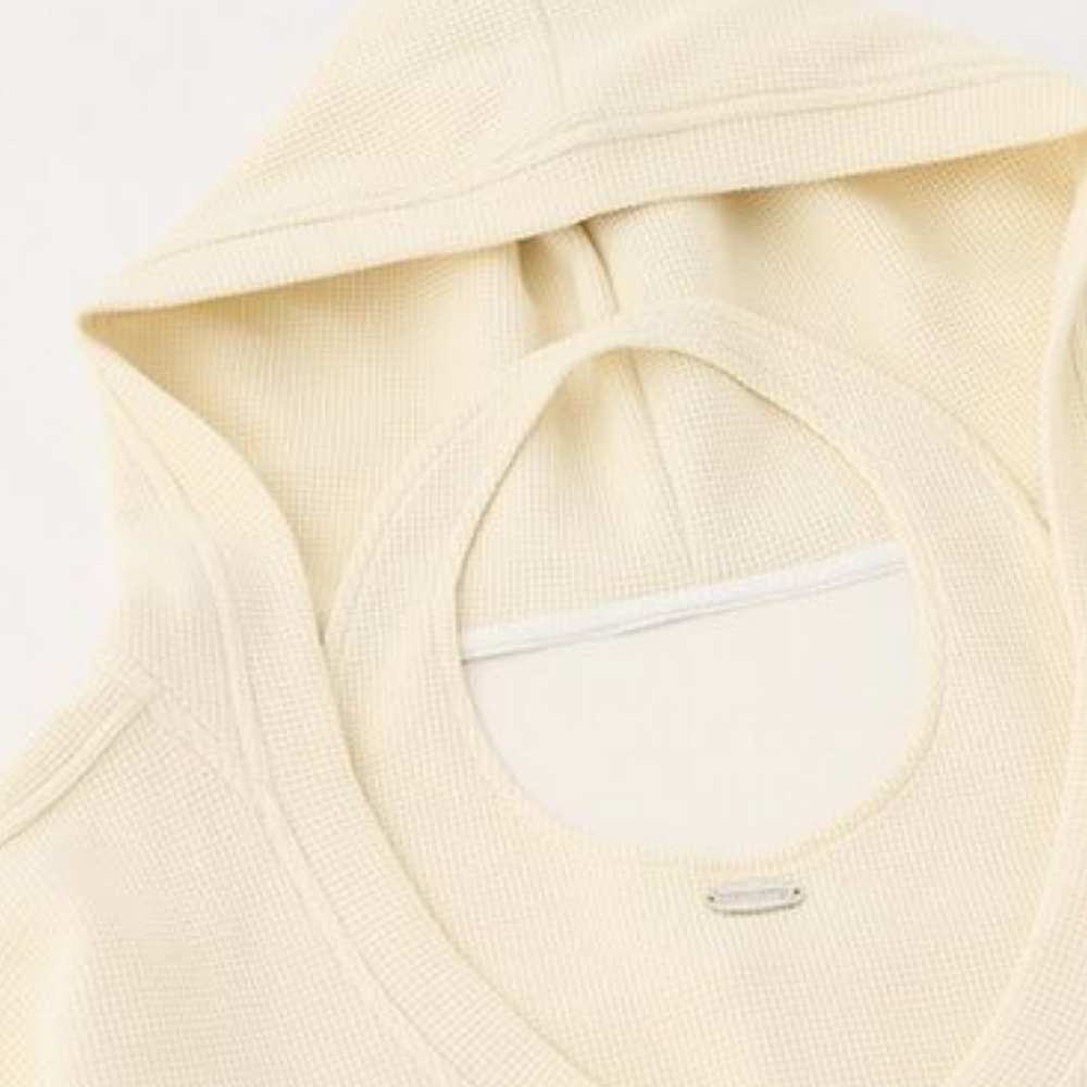 Women's Halter Solid Color Waffle Hoodie