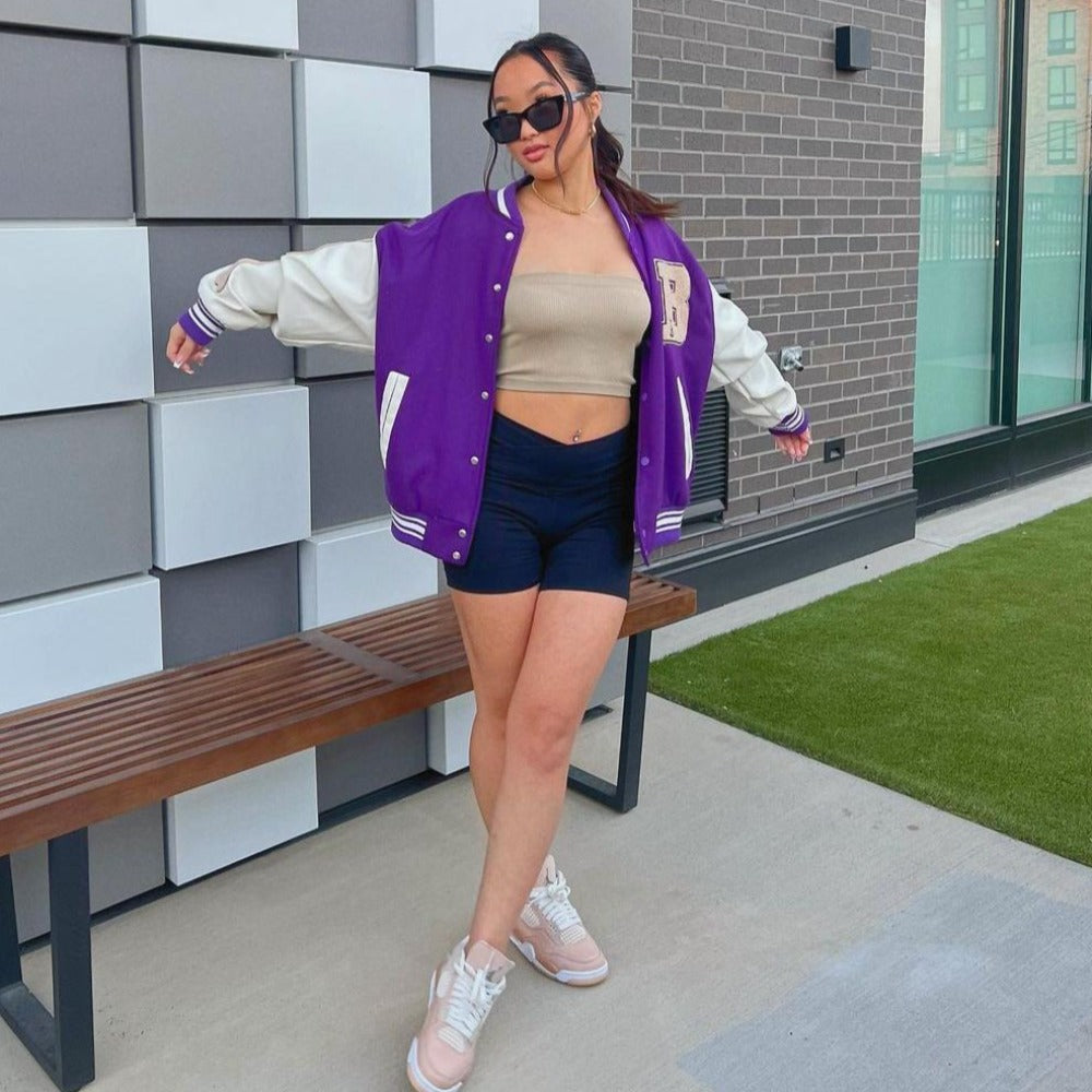 Letter Skeleton Embroidery Baseball Jacket