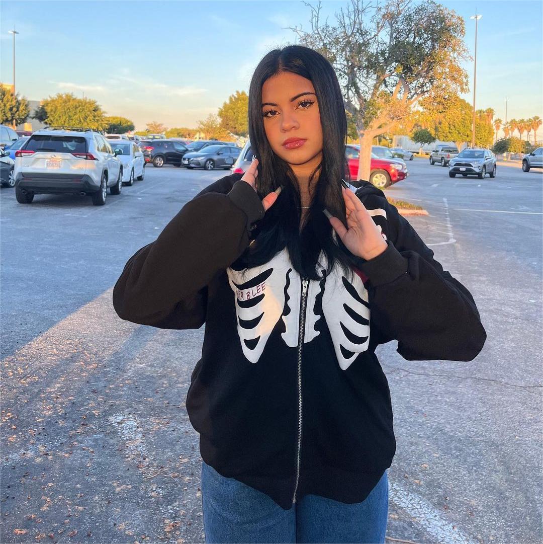 Urban Dark Skeleton Zipper Hoodie