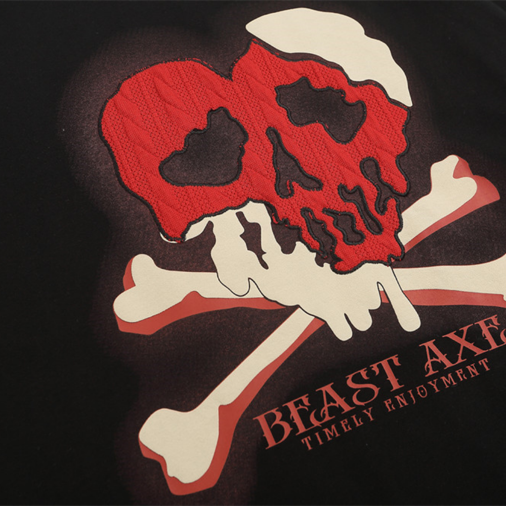 Retro Dark Love Skull Head Graphic T-Shirt