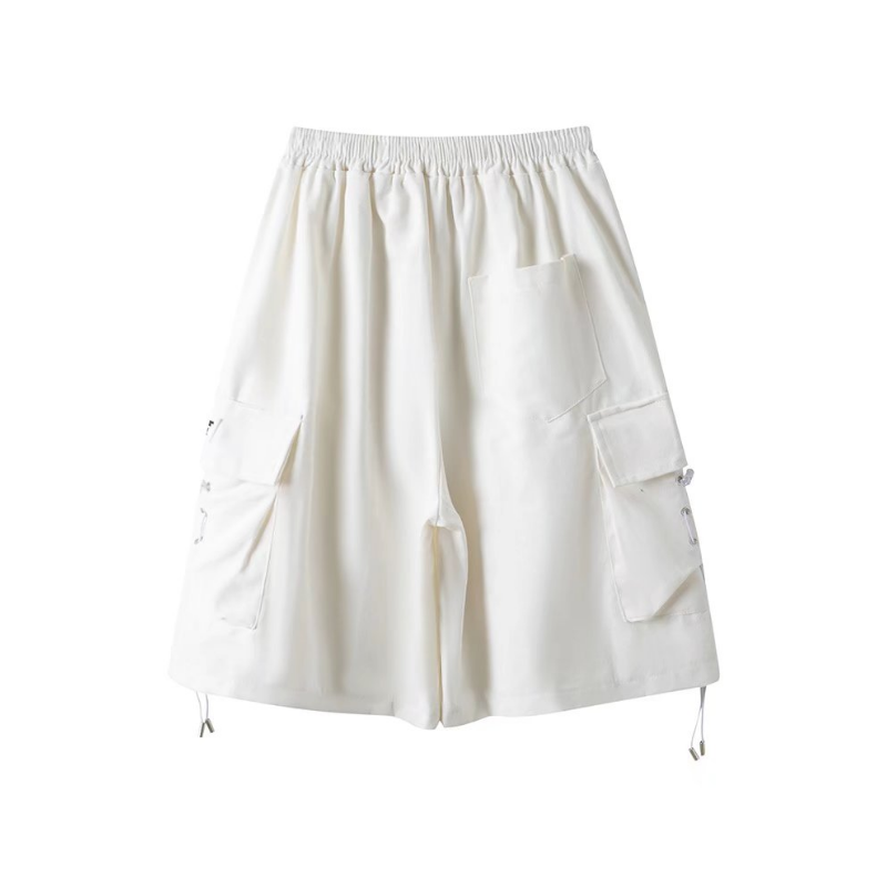 Solid Color Drawstring Casual Shorts