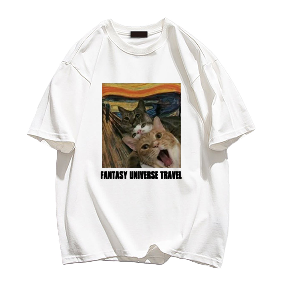 Cute Van Gogh Three Cat Screams T-shirt