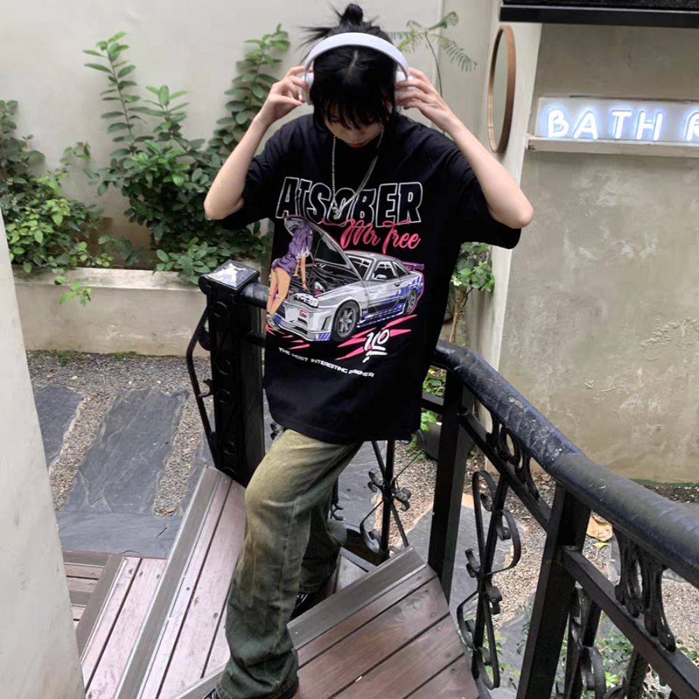 High Street Racing Belle Print Oversize T-shirt