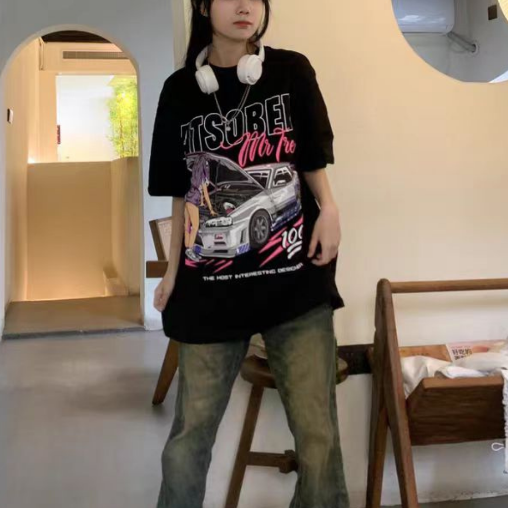 High Street Racing Belle Print Oversize T-shirt