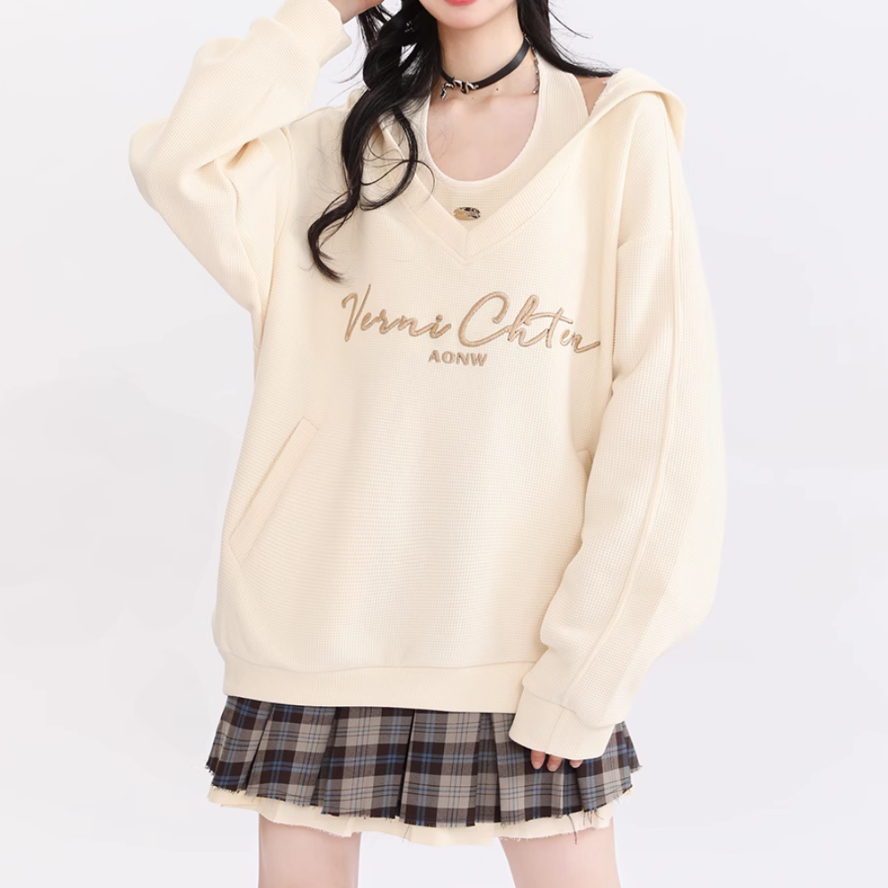 Women's Halter Solid Color Waffle Hoodie