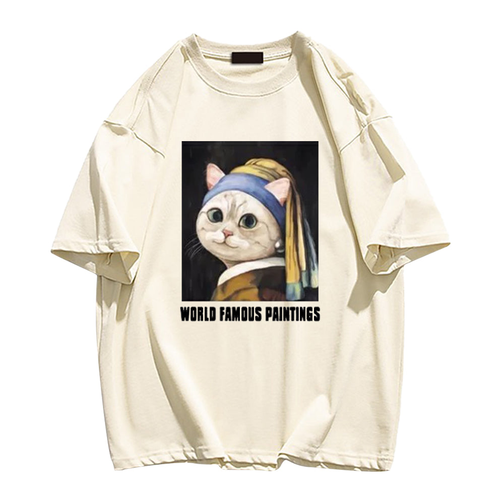 Cat With Pearl Earrings T-shirt