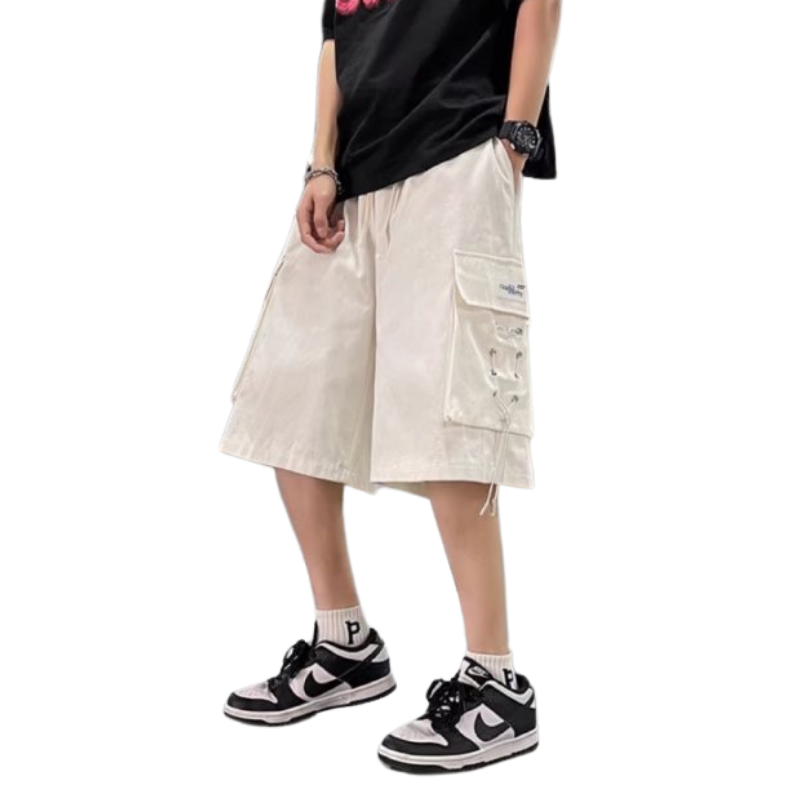 Solid Color Drawstring Casual Shorts