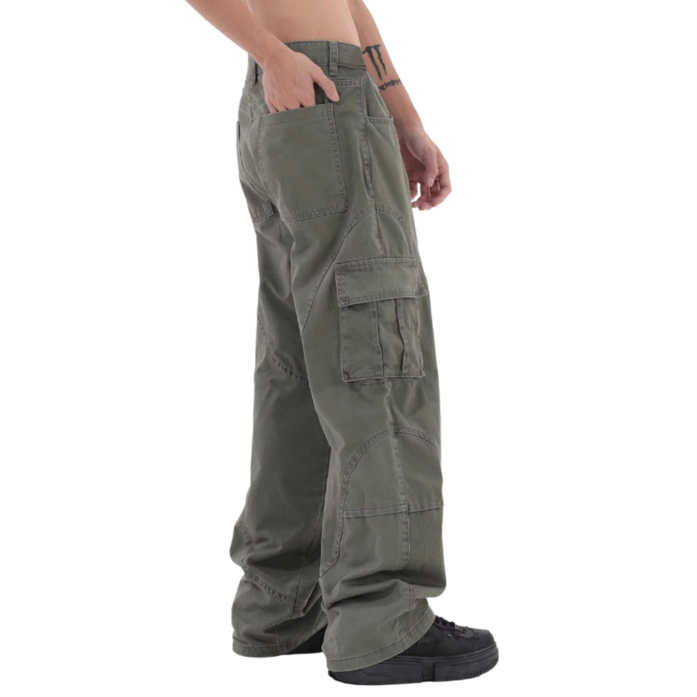 Vintage Multi-Pocket Solid Cargo Pants