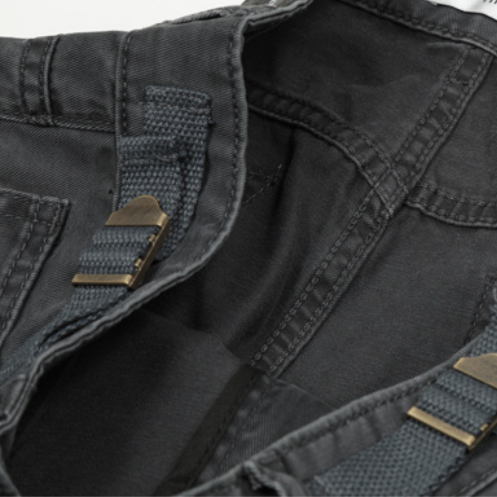 Vintage Multi-Pocket Solid Cargo Pants