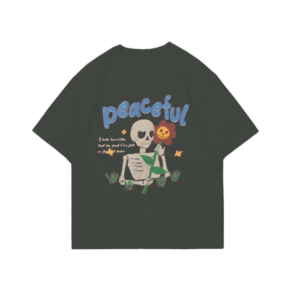 Vintage Street Skull Graphic Washed T-Shirt