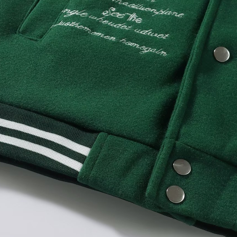 Street Skeleton Embroidery Varsity Jacket