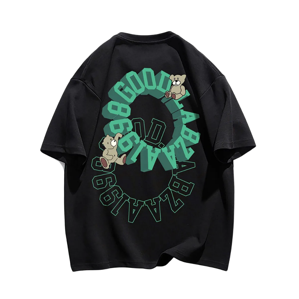 Retro Cartoon Bear Print T-shirt