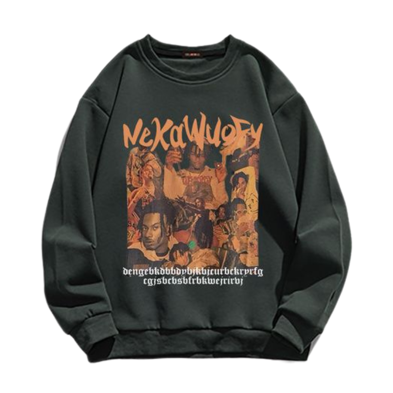 Street Hip Hop Print Regular Sweatshirt