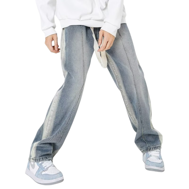Hip Hop Drawstring Washed Straight Jeans