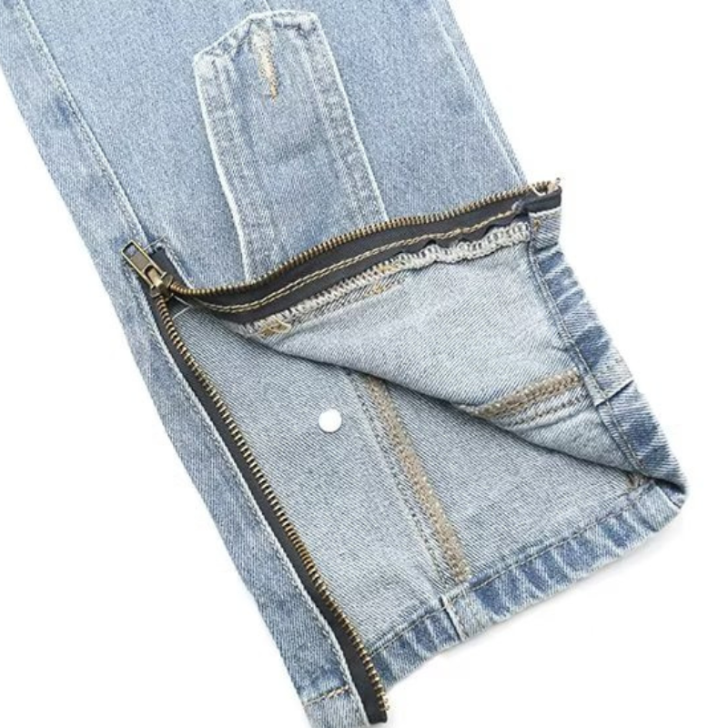 High Street Panel Zip Jeans