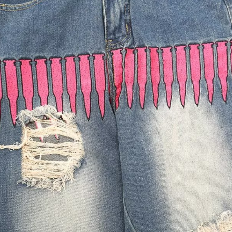 Art In War Embroidered Bullet Jeans