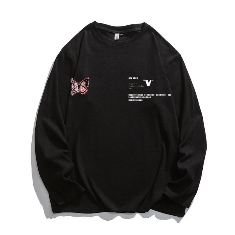 Casual Red Butterfly Letter Hoodie